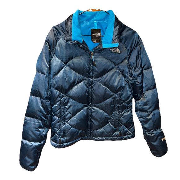 North Face Puffer Jacket Women Medium Blue 550 Down Fill Packable Lightweight - Picture 1 of 14